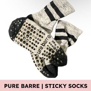 🖤 Pure Barre Striped Crew Grip Socks — Gray/Black (One Size)